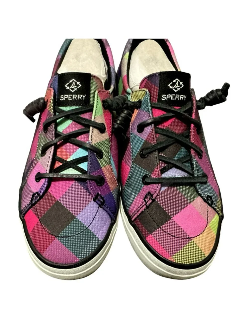 Sperry Women's Slip-On Crest Vibe Gingham Sneaker Sz 9 Multicolor Plaid Preppy - Picture 10 of 11